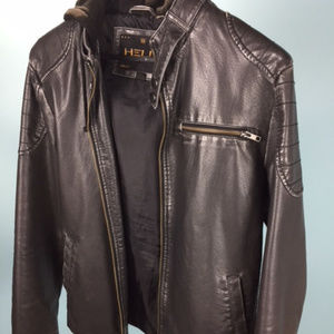 HELIX gray faux leather motorcycle Jacket
